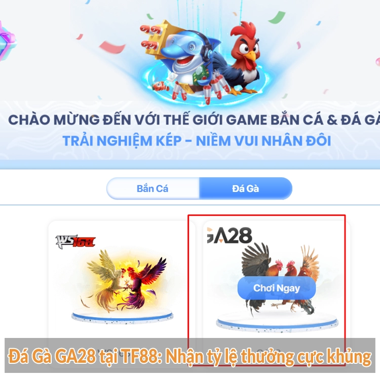 Đá Gà GA28 tại TF88: Nhận tỷ lệ thưởng cực khủng